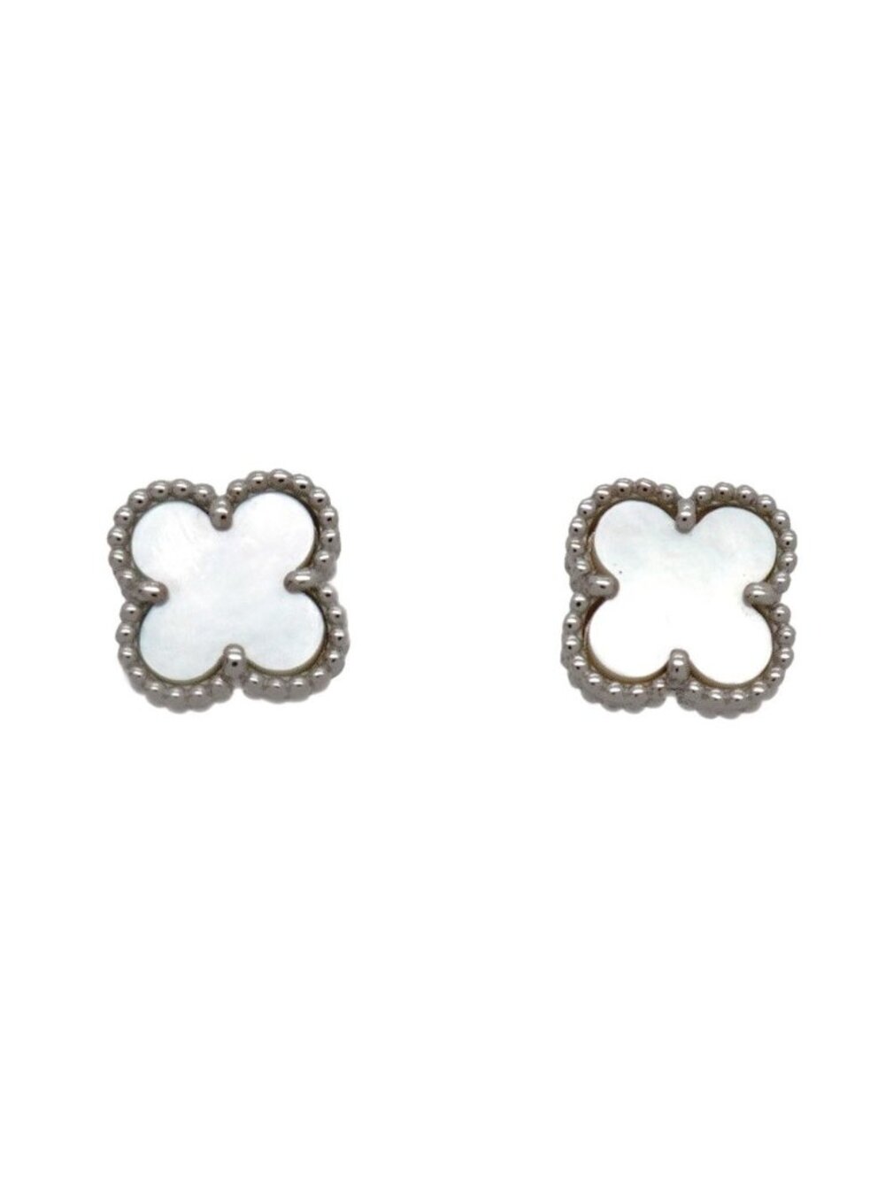 Van Cleef & Arpels Earrings Sweet Alhambra 18K White Gold Mother